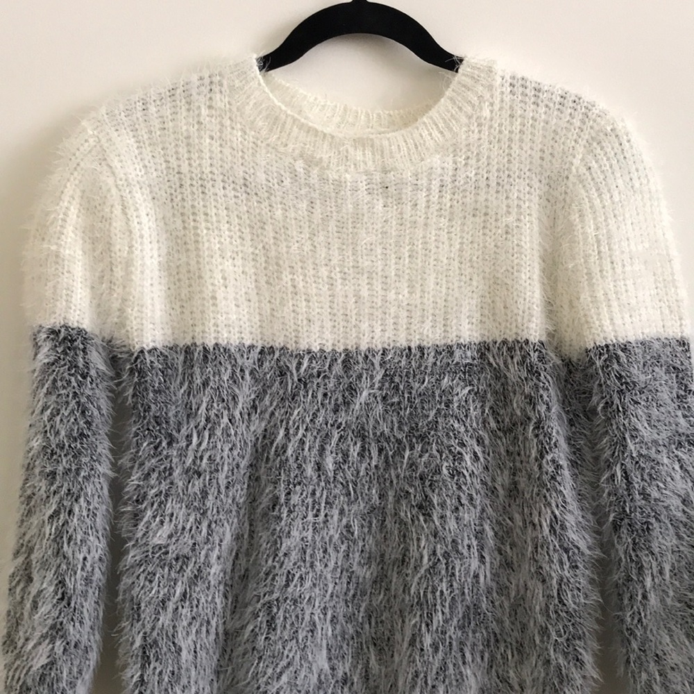 Fuzzy Knit Two-Toned Sweater - Picture 2 of 3